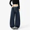 Pantalones de chándal rectos de peso pesado con cintura de color block para hombre y mujer, nuevo de otoño, holgados, de punto morado, casual, deportivos, largos
