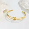 Pulseira de temperamento fashion com nó e abertura dupla, joia de aço titânio com personalidade simples, joia curinga que não desbota, atacado