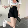 Shorts Jeans de Cintura Alta da Moda para Mulheres, Estilo Fino de Verão, Novo Modelo 2023, Tamanho Petite, Barra Dobrada, Modelo A-Line, Hot Pants