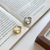Kassett versión coreana de plata S925 diseño de nicho geométrico liso hueco circón personalidad anillo abierto para mujer