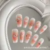 Livro Vermelho Pequeno Explosões Artesanais Puros Anjo Tridimensional Blush Branco Leite Gradiente Mostra Branco Alto Senso Comprimento Médio Peças de Unha