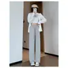 Pantalones de pierna ancha de seda helada para mujer en verano, con caída, Pantalones rectos estrechos para petite, Antimosquitos, Pantalones largos casuales frescos