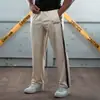 Pantalones deportivos para hombre YOUNGLA costura de cinta a rayas bordado pantalones casuales pantalones rectos deportivos para gimnasio