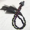 Diadema con Trenza Retorcida y Lazo para Peluca Sintética Hecha a Mano para Niños, Doble Cola de Caballo Trenzada, Clip de Seda de Alta Temperatura