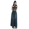 Jeans Largo em Formato de Pera Feminino Outono Novo Cintura Alta Emagrecimento Modelagem Solta Reta Vintage Curto Cropped