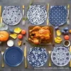 Bp001 Plato de Papel con Tema de Porcelana Azul y Blanca Vajilla para Fiesta Festiva para 8 Personas Plato de Papel Desechable Decorativo Estilo Chino