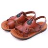 Sandálias Masculinas Verão 2024 Novos Sapatos de Praia Casuais Sandálias e Chinelos Sola Macia Almofada de Látex Sandálias de Couro de Verão para Pai