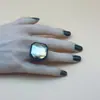 Anel de Resina Quadrado Octogonal Diamante Estilo Ins Novo Retro Colorido Simples Criativo Anel Doce