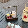 Prato de Frutas Estilo Retrô, Caixa de Lanches, Bandeja para Doces e Pães, Bandeja de Chá Estilo Chinês Novo Comercial, Bandeja Estilo Song com Alça