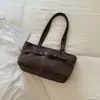 Nova bolsa de ombro retrô casual de grande capacidade 2026, bolsa de ombro sólida da moda para o dia a dia com fivela de cinto, bolsa casual de axila
