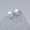 Aretes de Lazo de Perla de Agua Dulce de Plata Esterlina 925 Transfronterizos para Mujer, Aretes Nicho de Gama Alta para Combinar con Todo, Aretes DIY Vacíos