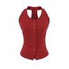 Chaleco de Diseño Halter con Cuello en U y Cruce Simple para Mujer 2025 Verano Nuevo Top de Tirantes sin Mangas Ajustado para Mujer