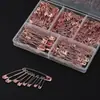 Caja de 5 compartimentos transfronteriza que contiene 300 imperdibles coloridos, imperdibles de metal plateado y negro, accesorios para broches DIY