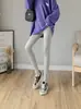 Leggings femininas de modal de nove pontos para usar como roupa externa, estilo fino de verão, tamanho grande, esportivas justas, cintura alta, alta elasticidade, corte justo, atacado