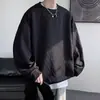 Sudadera jacquard de cuello redondo para hombre, camiseta de manga larga, ropa casual holgada estilo americano para primavera/otoño, sin capucha, adecuada como capa intermedia o capa base