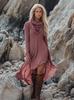 Moda Europea y Americana 2024 Transfronterizo Nuevo Aliexpress Exportación Color Puro Cuello de Pico Vestido de Manga Larga