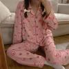 Pijama Pijama de Outono Feminino Manga Longa Estilo Coreano Solto Desenho Animado Microempreendedor Popular Roupa de Casa Conjunto Novo para Primavera e Verão para Mulheres