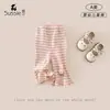 Pantalones casuales para niñas, nueva colección otoño 2026, pantalones a rayas estilo coreano para bebés y niños pequeños, versátiles pantalones largos acampanados para niñas