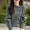 Diseño Estilo Old Money Cárdigan de Punto para Mujer 2026 Nuevo Estilo Francés Solapa Diagonal Suelto Grueso Suéter Abrigo Cálido