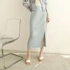 Calidad de Mostrador Primavera y Verano 2024 Elegante Plisada Casual Moda Versátil Elegante Ropa de Trabajo Falda con Abertura Delantera