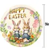 Tema de Coelhinho de Desenho Animado Fofo Bandeja de Papel Descartável Copo de Papel Decoração Atmosfera de Festa de Páscoa Conjunto de Louça