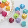 Ding Yi Leng Yue Cor Colorida Quadrado Galvanizado Acrílico Contas com Furo Contas DIY Corrente de Celular Acessórios de Joia