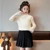 Ropa de Otoño 2025 Suéteres de Punto para Niñas Ropa de Otoño e Invierno para Estudiantes de Primaria Ropa de Punto para Niñas Camisas Base de Cuello Semi Alto Estilo Nuevo