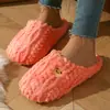 Pantuflas de Algodón con Forro de Felpa, Engrosadas para Otoño e Invierno, Punta Cerrada, Uso en Interiores del Hogar, Cálidas, Antideslizantes, Zapatos de Algodón Peludos para Mujer, Venta al por Mayor