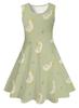 Vestido Casual de Verão Europeu e Americano com Estampa Digital 3D para Meninas, Gola Redonda, Sem Mangas, Desenho Animado Cisne Branco Elegante Vestido de Princesa