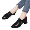 Zapatos Planos de Boca Profunda para Mujer con Tacón Grueso, Novedad Otoño 2025 para Madres de Mediana Edad, Zapatos de Mujer, Zapatos Pequeños de Piel Cómodos y Versátiles de Tacón Medio