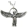 Colar Pingente de Asa de Anjo Vintage para Homens Design Único de Anjo de Oração Prateado com Asas Corrente de Aço Titânio 55cm Moderno e Elegante para Uso Diário ou Ocasiões Especiais
