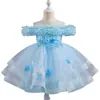 Vestido de Un Hombro de Alta Gama para Dama de Honor de Cumpleaños Boda Vestido de Presentación Vestido de Banquete Transfronterizo Vestido de Fiesta con Volantes Elegante para Niña