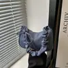 Bolso de mano versátil de mezclilla para mujer, nuevo estilo 2026, bolso de moda para chica, bolso de hombro plisado para el trabajo