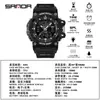 Reloj Sanda Pantalla Dual Juvenil Multifuncional Luminoso Tres Zonas Horarias Pulsera Deportiva Resistente al Agua Cronómetro Segmentado Reloj Electrónico