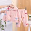Pijamas de Veludo para Meninas Outono e Inverno Inverno Infantil Bebê Espessos Fofos Cardigan Roupas de Casa Atacado