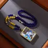 Pingente Thangka da Tara Branca Estilo Xizang com Contas de Vidro e Corda Trançada, Colar Thangka Artesanal Estilo Étnico