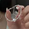 Pulsera de plata de ley 925 con perla de plata rota para mujer, pulsera de lujo ligero de alta calidad para amigas, regalo 520 para novia