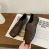 Sapatos de Couro com Cadarço Retrô para Mulheres, Sapatos Mary Jane Pretos de Solado Macio, Novos Sapatos de Salto Único Quadrados Primavera e Verão 2026, Mocassins
