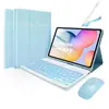 Adecuado para Samsung Taba9Plus Teclado Bluetooth Retroiluminado de Colores y Set de Ratón A11+ Ranura para Lápiz Funda de Cuero Funda S10Lite