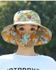 Mascarilla y Sombrero Protección Solar Todo en Uno Verano para Mujer Plegable Sombrero de Pescador Sombrero de Sol de Flores para Madres Sombrero de Sol para Trabajo Agrícola