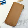 Billetera Larga de Cuero Genuino Moderna y Versátil, Bolso de Mano Simple Multifuncional, Cartera para Teléfono Antirrobo de Piel de Vaca de Primera Capa al por Mayor