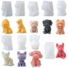Molde de Silicona con Forma de Perro Lindo de Dibujos Animados para Velas de Aromaterapia DIY, Yeso, Decoración del Hogar, Molde Hecho a Mano