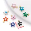 Acero Inoxidable que Conserva el Color Agujero Único Estrella de Cinco Puntas Ojo que Gotea Aceite Estrella Colgante Colgante Pulsera DIY Collar Accesorios de Joyería