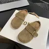 Pantuflas Suaves de Gamuza para Niñas, Nuevos Modelos Primavera y Otoño, Zapatos Birkenstock Gruesos para Exteriores para Niños, Mocasines Planos Cómodos para Niños