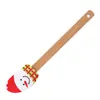 Raspador de silicone com cabo de madeira padrão de desenho animado de Natal espátula para creme espátula de cozinha para casa assar sobremesa bolo