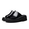 Entrega en una sola pieza pantuflas de plataforma de cuero genuino para hombre que aumentan la altura 6 cm transpirables de punta abierta pantuflas de alta calidad para usar en exteriores