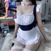 Verano Celebridad de Internet Sexy Seductora Chica Caliente Cuello Cuadrado Favorecedor del Busto Disfraz de Sirvienta Lindo Lolita Ropa de Casa Mono Traje Mujeres