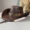 Hebilla de Remache para Cinturón de Piel de Vaca Sombrero Jazz para Hombres y Mujeres Primavera, Verano y Otoño Viajes al Aire Libre Sombrero para el Sol Ala Ancha Sombrero de Vaquero Occidental de Xizang