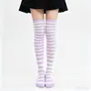 Calcetines Rayados Navideños Hasta la Rodilla para Mujer, Estilo Japonés, Calcetines Largos Versátiles para Estudiantes, Calcetines para Fiesta de Cosplay de Halloween