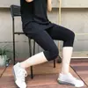 Leggings cropped de modal de verão femininas finas cintura alta justas calças de dança yoga calças skinny Z8737